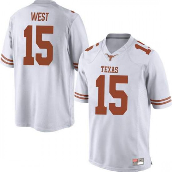 Men University of Texas #15 Travis West Game Stitch Jersey White